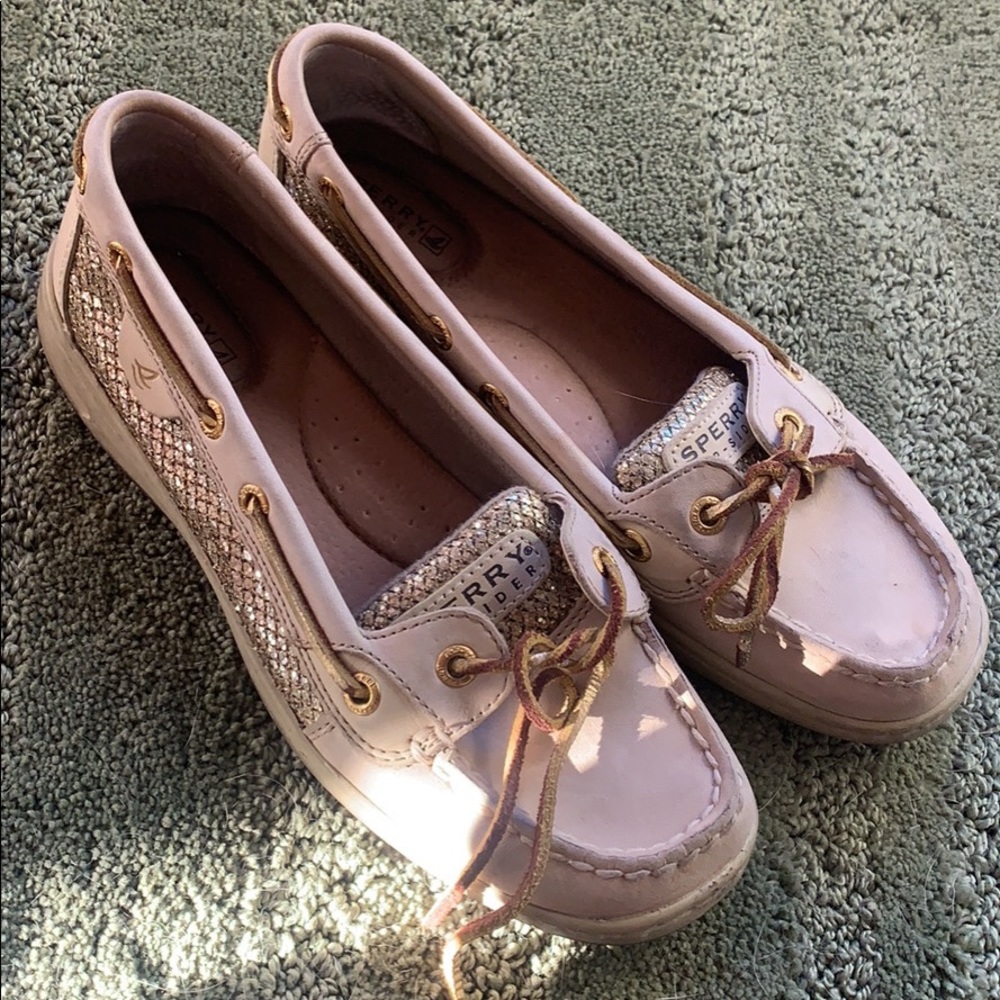 Size 7 Gold Sperry Loafers